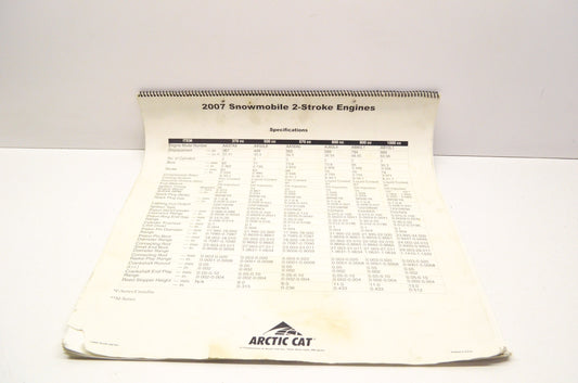 OEM Arctic Cat 2007 Snowmobile 2-Stroke Engines Chart