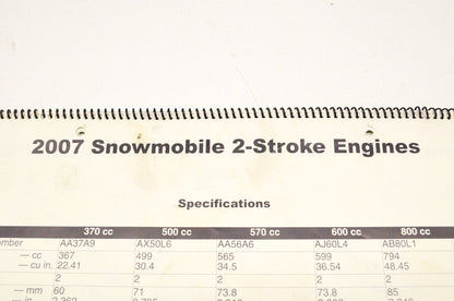 OEM Arctic Cat 2007 Snowmobile 2-Stroke Engines Chart