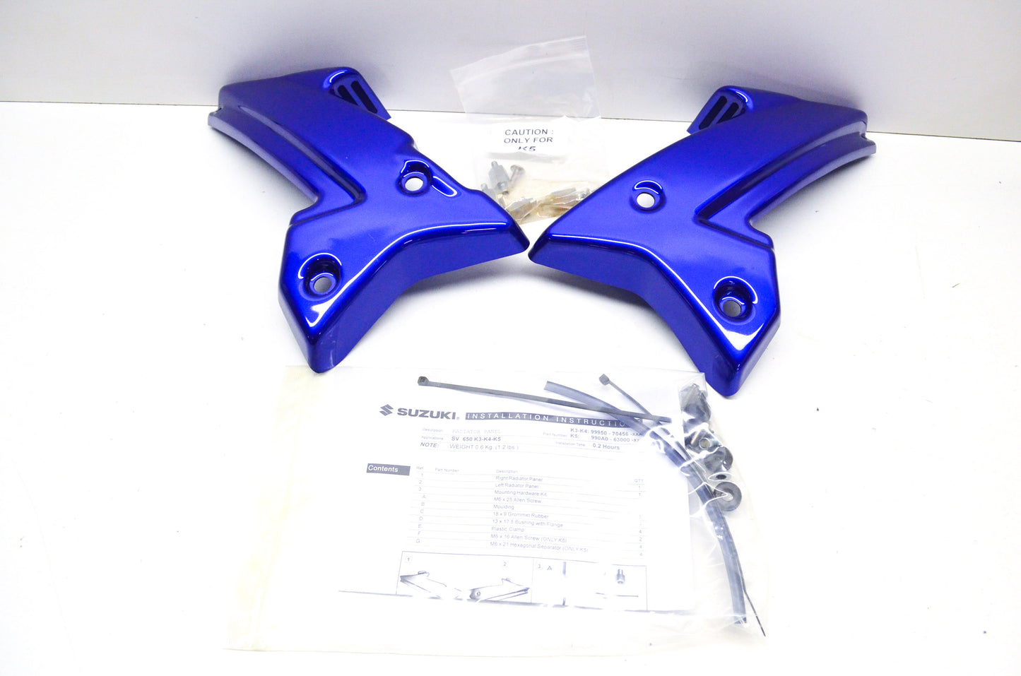 OEM Suzuki 990A0-63000-YC2 Blue Radiator Panel Kit NOS