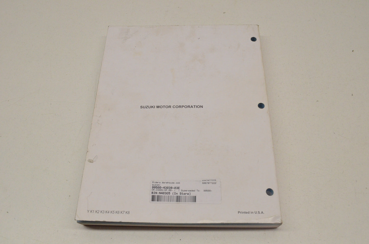 OEM Suzuki DR-Z400S/SM Service Manual DR-Z400S/SM