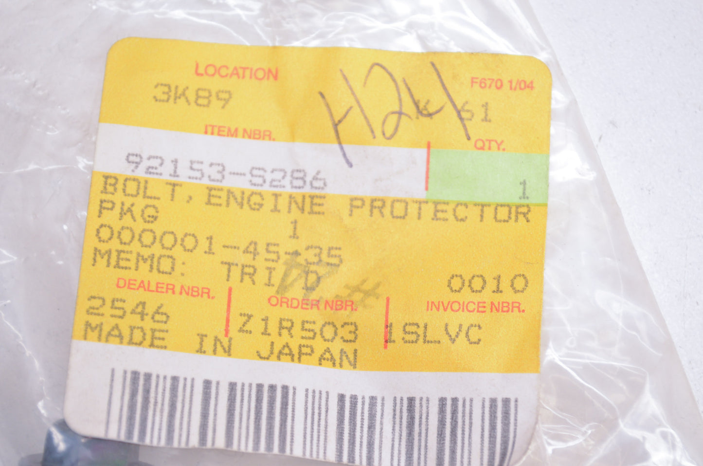 OEM Kawasaki 92153-S286 Bolt NOS