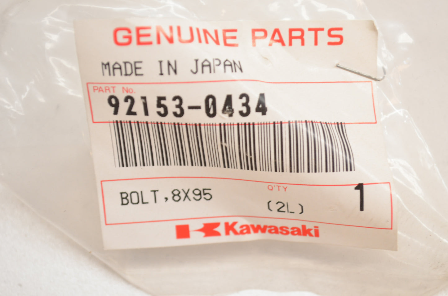 OEM Kawasaki 92153-0434 Bolt 8X95 NOS