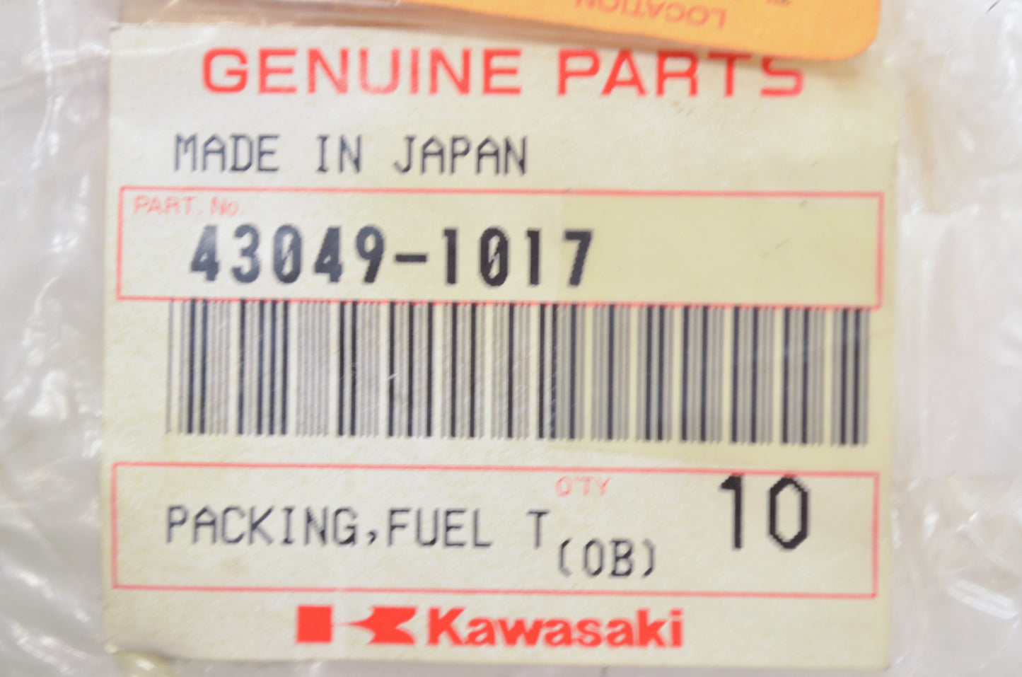 OEM Kawasaki 43049-1017 Fuel Tap Valve Packing NOS