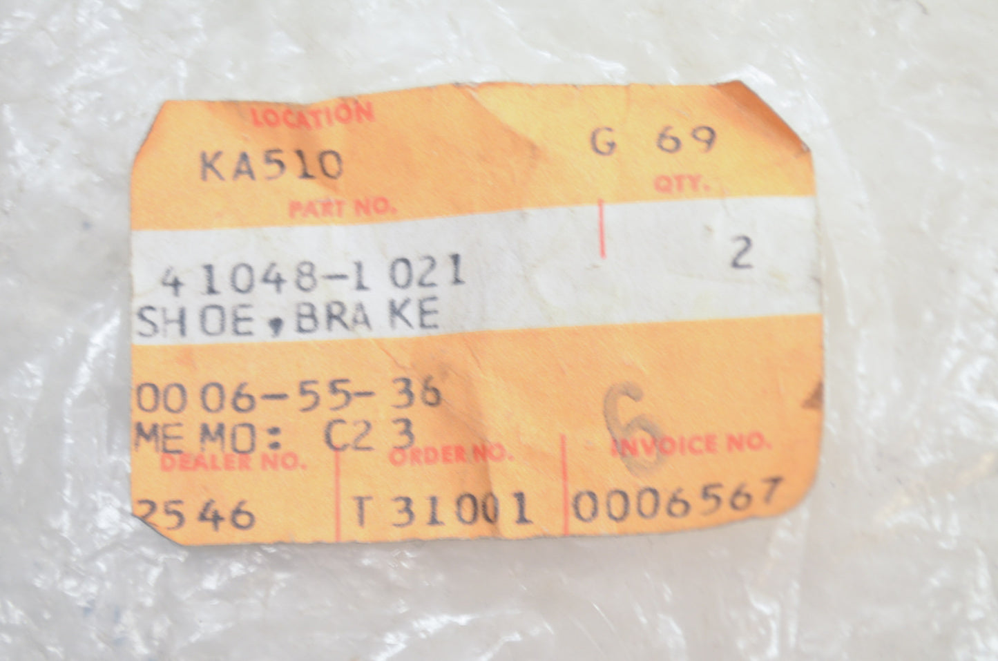OEM Kawasaki 41048-1021 Brake Shoe Qty 2 NOS