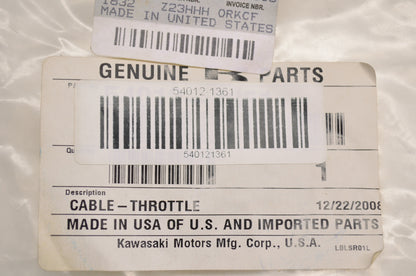 OEM Kawasaki 54012-1361 Throttle Cable NOS