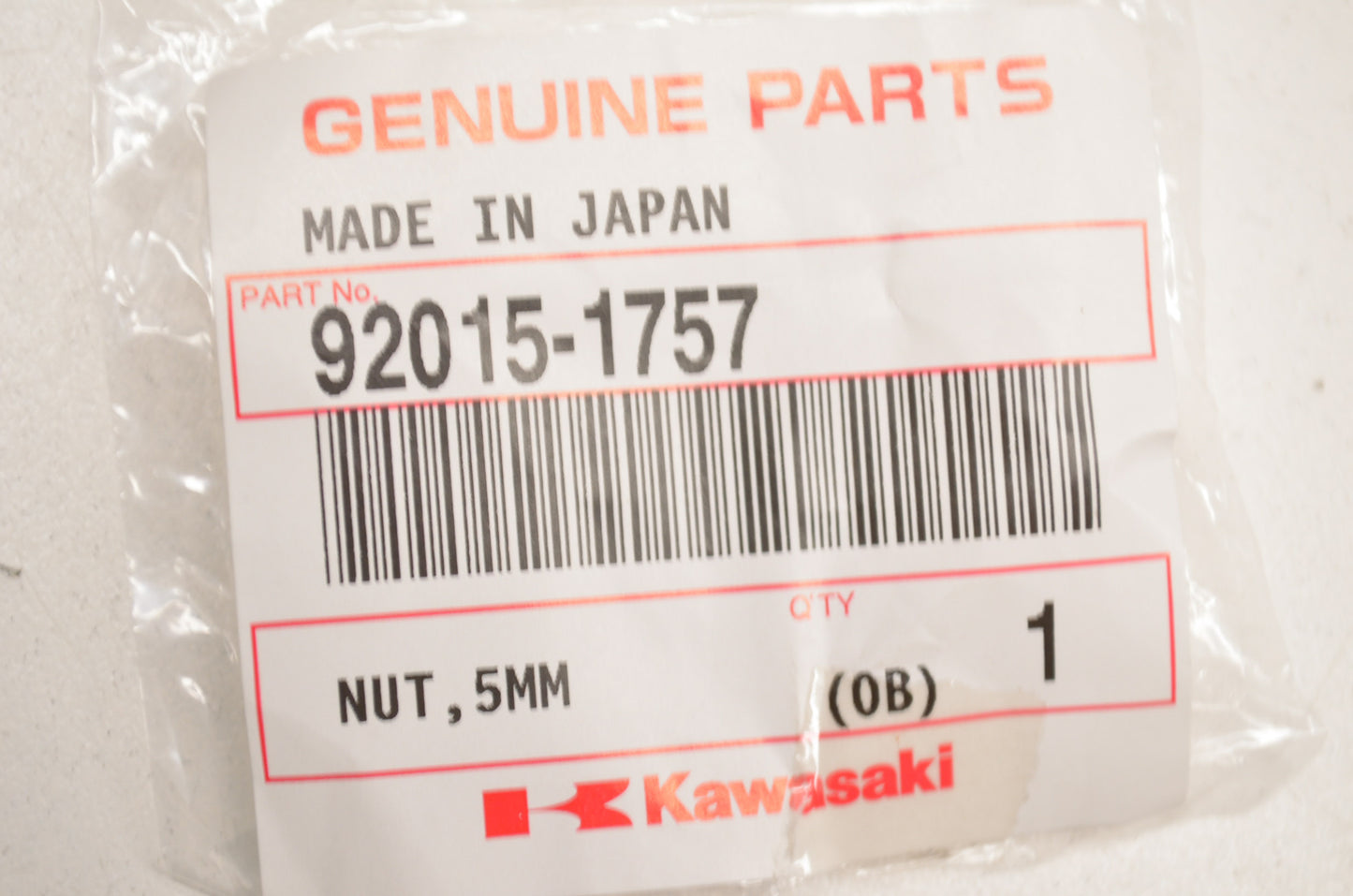OEM Kawasaki 92015-1757 Nut 5MM NOS