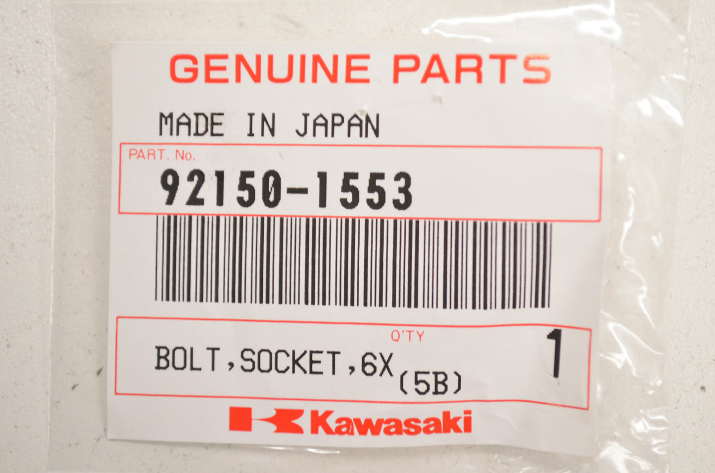 New OEM Kawasaki 92150-1553 Socket Bolt 6X18 NOS
