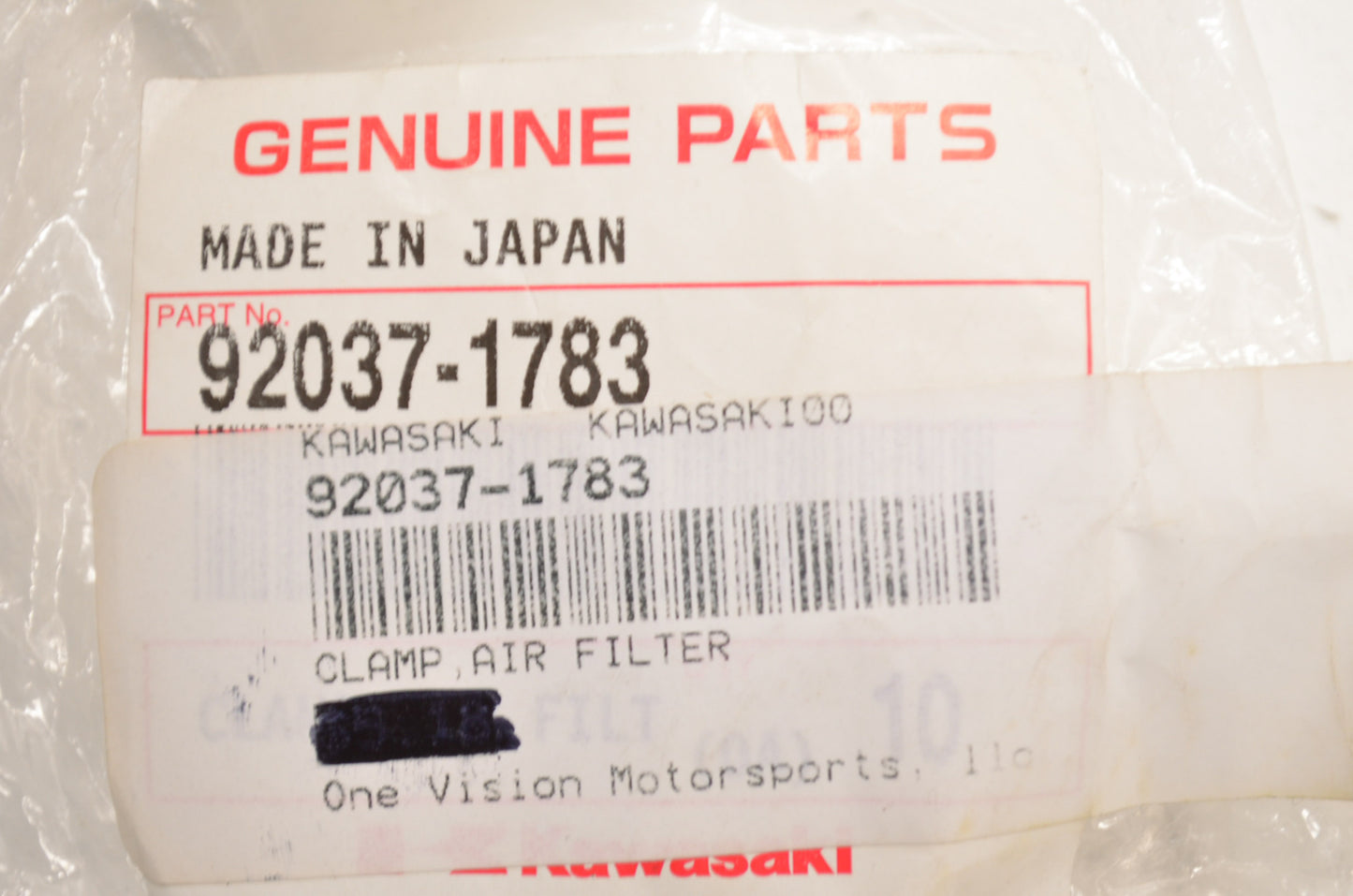OEM Kawasaki 92037-1783 Air Filter Clamp NOS