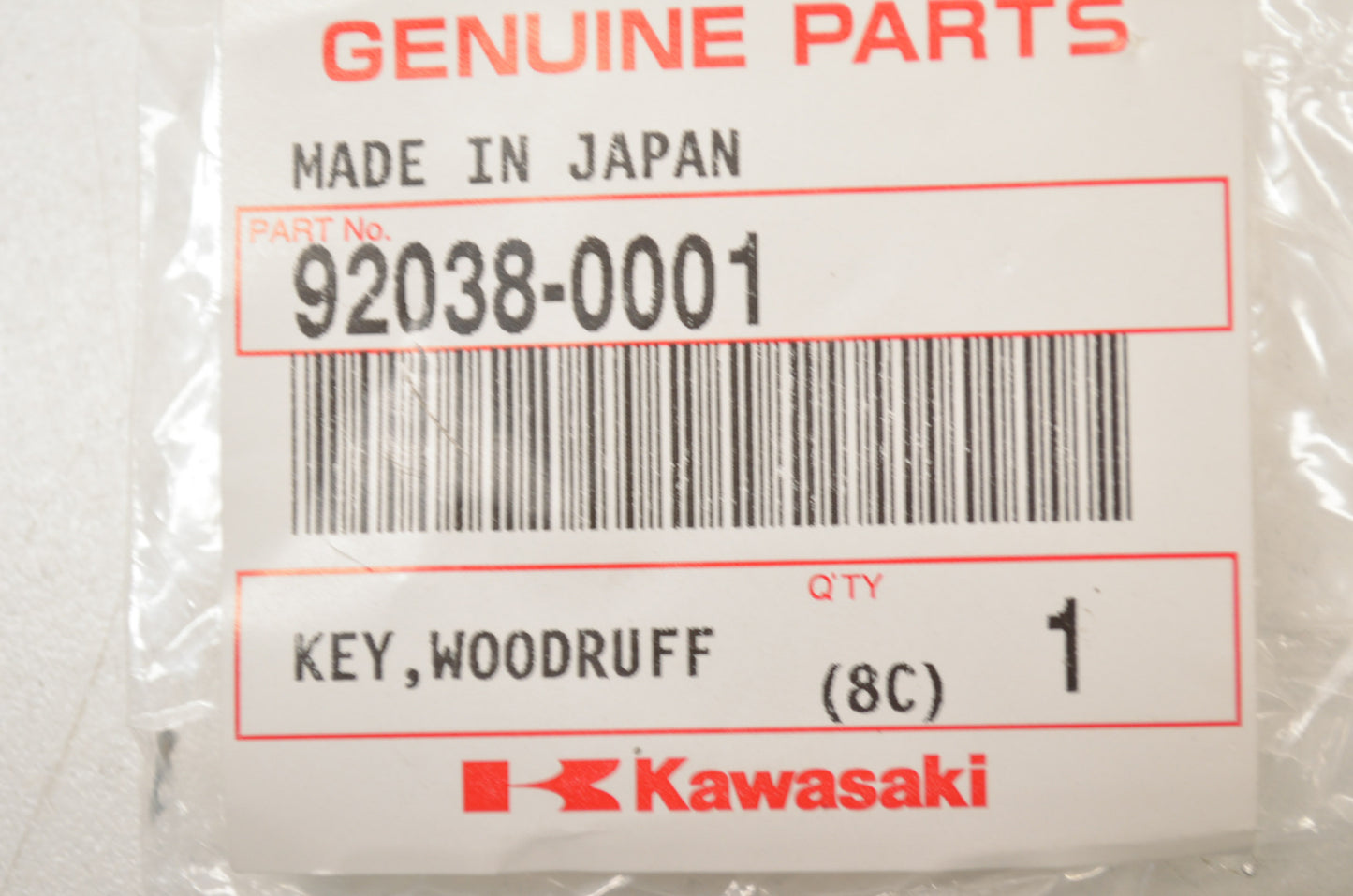 OEM Kawasaki 92038-0001 Woodruff Key
