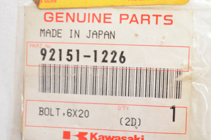 OEM Kawasaki 92151-1226 Bolt 6X20 NOS