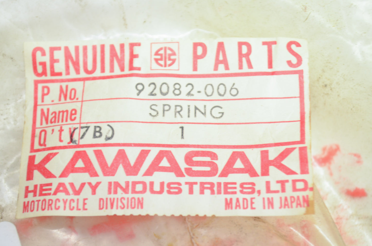 OEM Kawasaki 92082-006 Kick Return Spring NOS