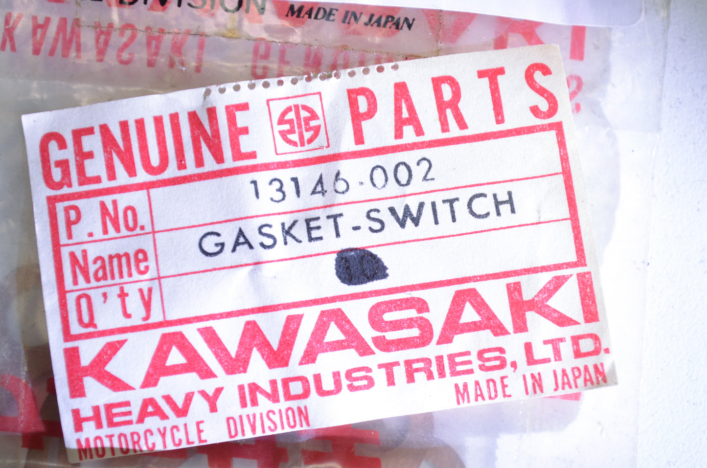 OEM Kawasaki 13146-002 Neutral Switch Gasket Qty 3 NOS