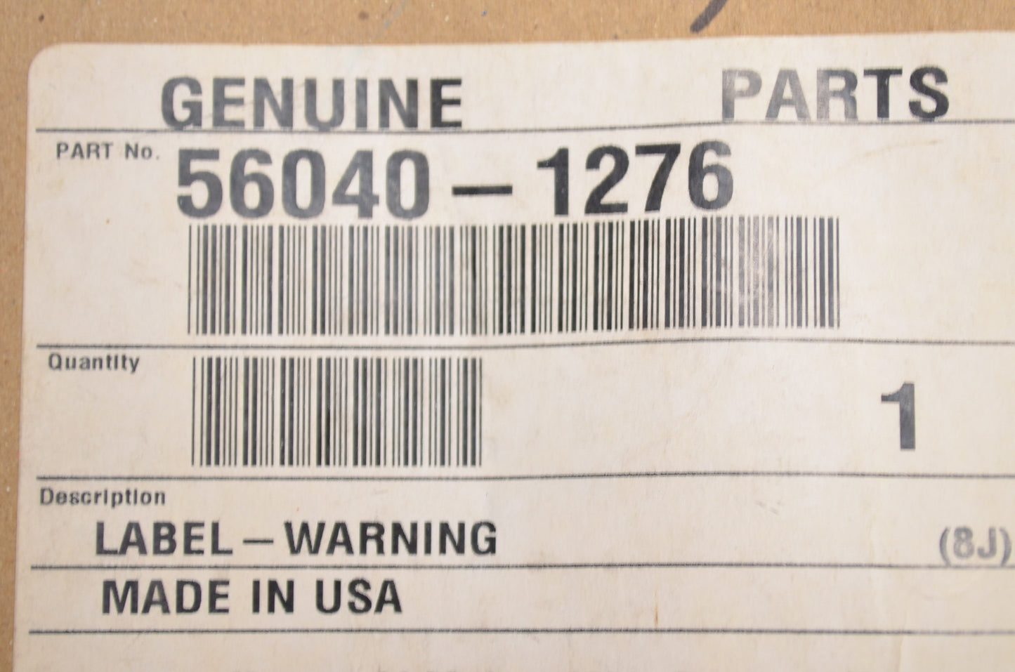 OEM Kawasaki 56040-1276 Warning Label NOS