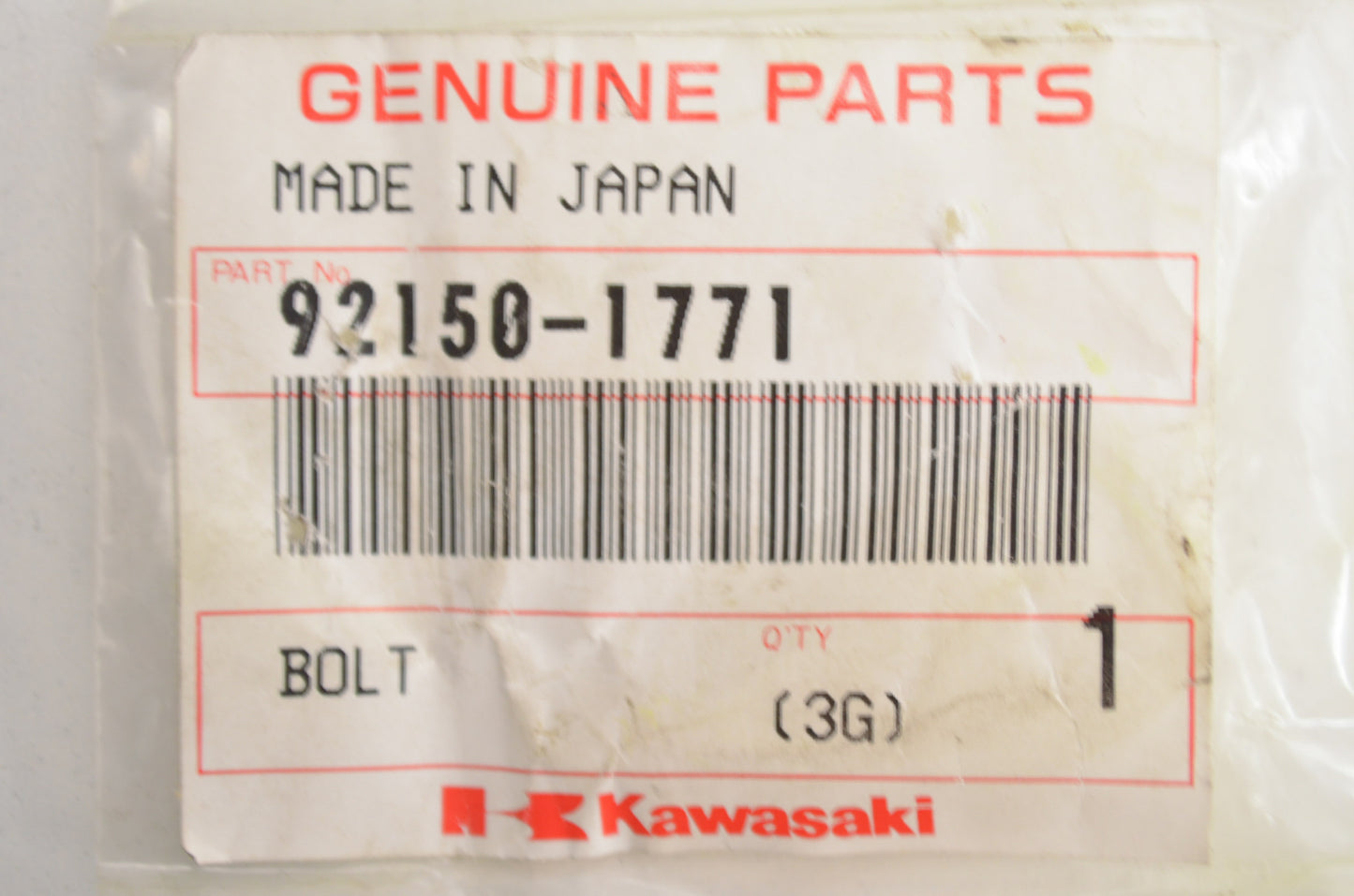 OEM Kawasaki 92150-1771 Bolt NOS