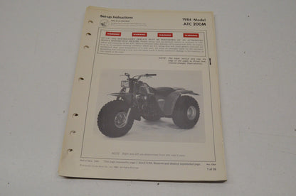 OEM Honda 6115-7009-8402 ATC200M Set-up Instructions 84 84 ATC200M