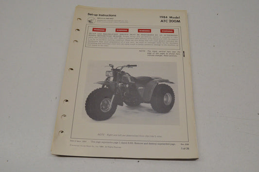 OEM Honda 6115-7009-8402 ATC200M Set-up Instructions 84 84 ATC200M