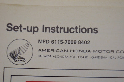OEM Honda 6115-7009-8402 ATC200M Set-up Instructions 84 84 ATC200M
