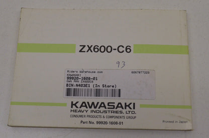 OEM Kawasaki 99920-1608-01 Owner's Manual ZX600C6