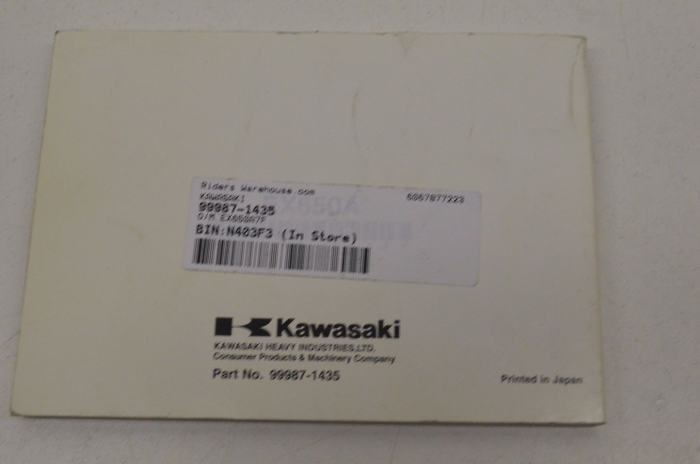 OEM Kawasaki 99987-1435 Owner's Manual EX650A7F
