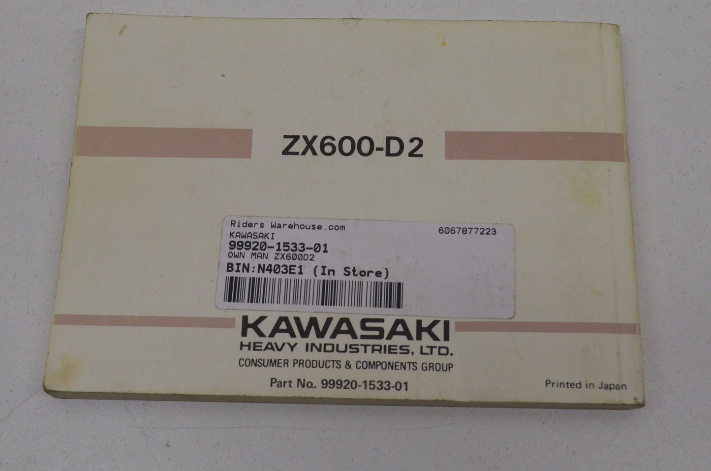 OEM Kawasaki 99920-1533-01 Owner's Manual ZX600D2