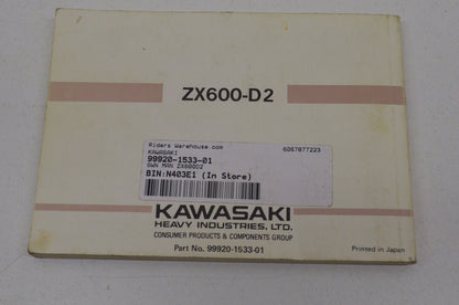 OEM Kawasaki 99920-1533-01 Owner's Manual ZX600D2