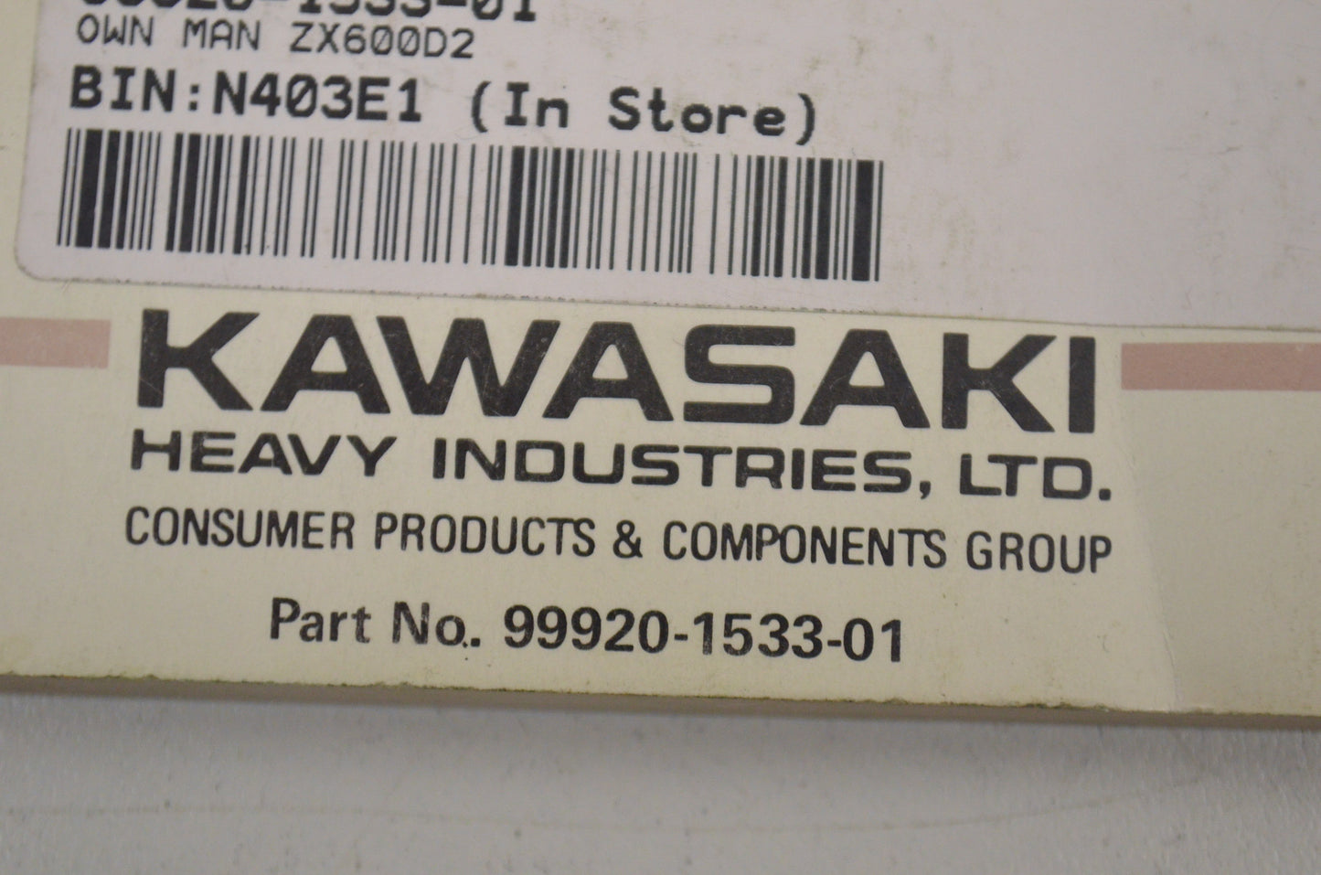 OEM Kawasaki 99920-1533-01 Owner's Manual ZX600D2