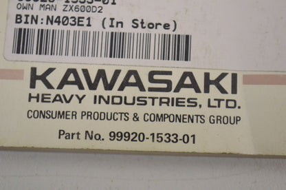 OEM Kawasaki 99920-1533-01 Owner's Manual ZX600D2