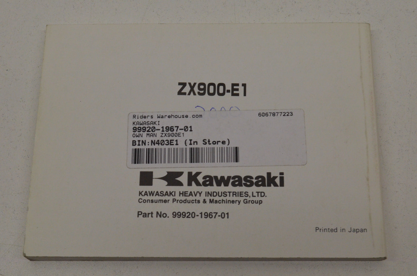 OEM Kawasaki 99920-1967-01 Owner's Manual ZX900E1