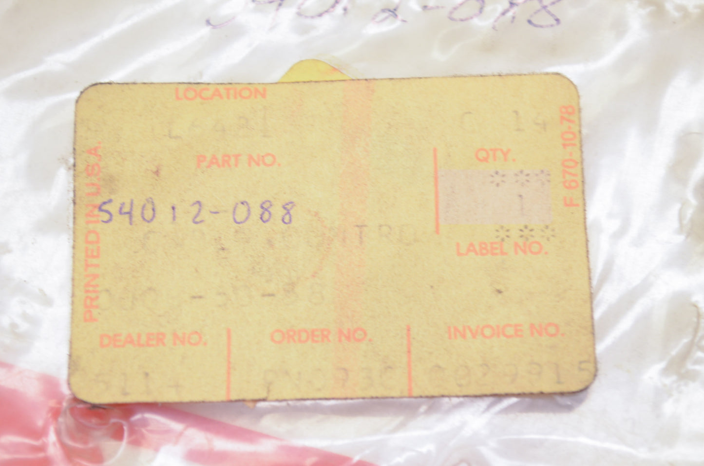 OEM Kawasaki 54012-088 Control Cable NOS