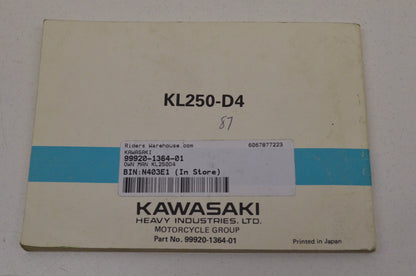 OEM Kawasaki 99920-1364-01 Owner's Manual KL250D4