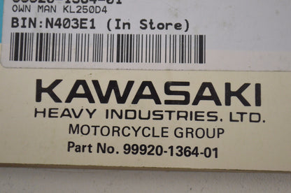 OEM Kawasaki 99920-1364-01 Owner's Manual KL250D4