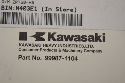OEM Kawasaki 99987-1104 Owner's Manual ZR750-H3