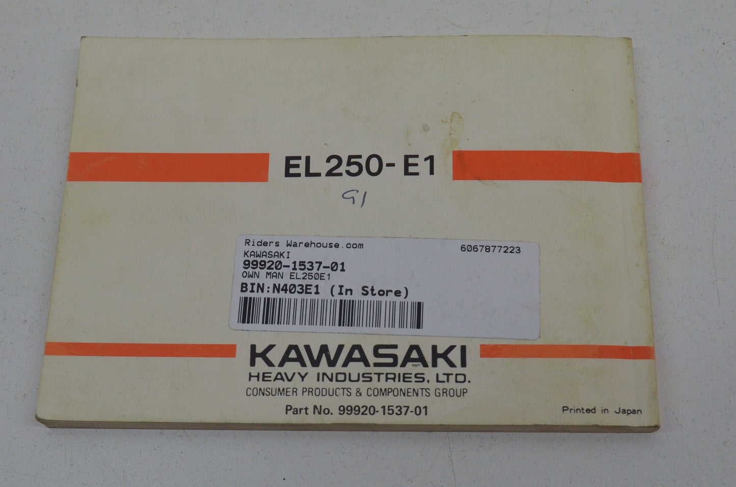 OEM Kawasaki 99920-1537-01 Owner's Manual EL250E1