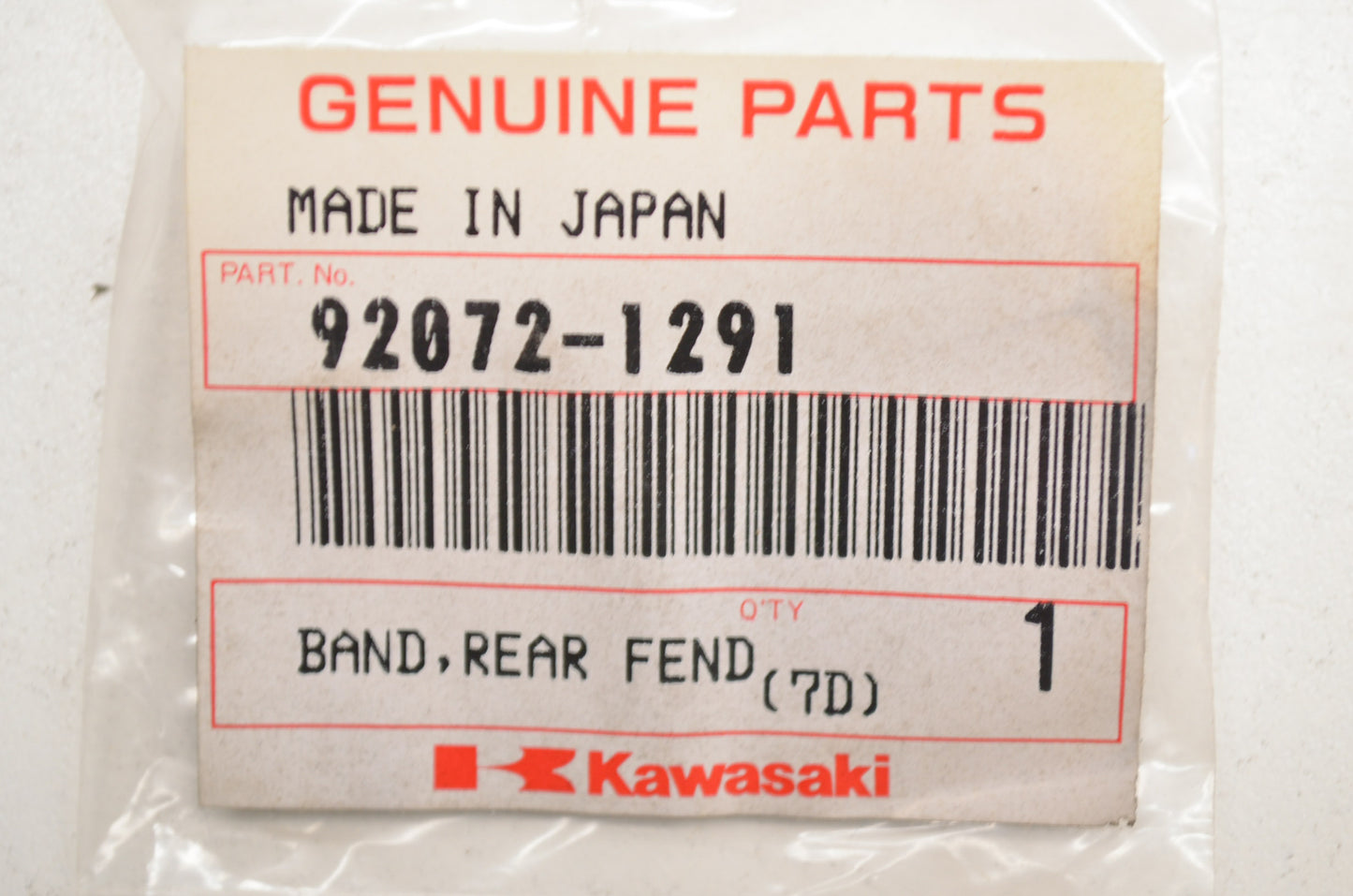 OEM Kawasaki 92072-1291 Rear Fender Cover Band NOS