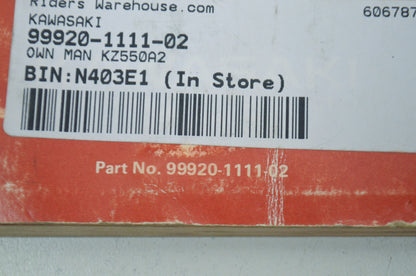 OEM Kawasaki 99920-1111-02 Owner's Manual KZ550A2