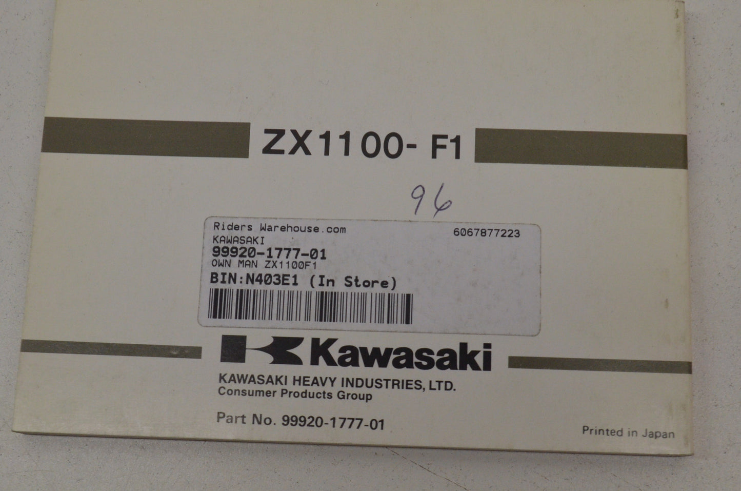 OEM Kawasaki 99920-1777-01 Owner's Manual ZX1100F1