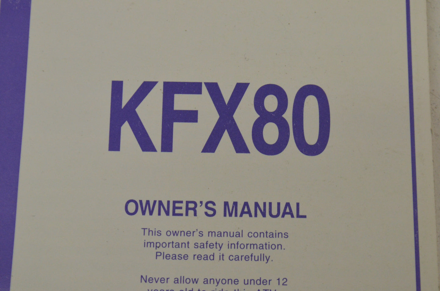 OEM Kawasaki KFX80 Owner's Manual KFX80