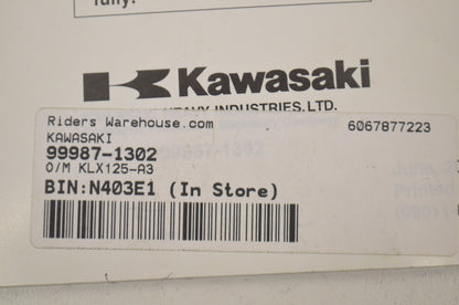 OEM Kawasaki 99987-1302 Owner's Manual KLX125-A3
