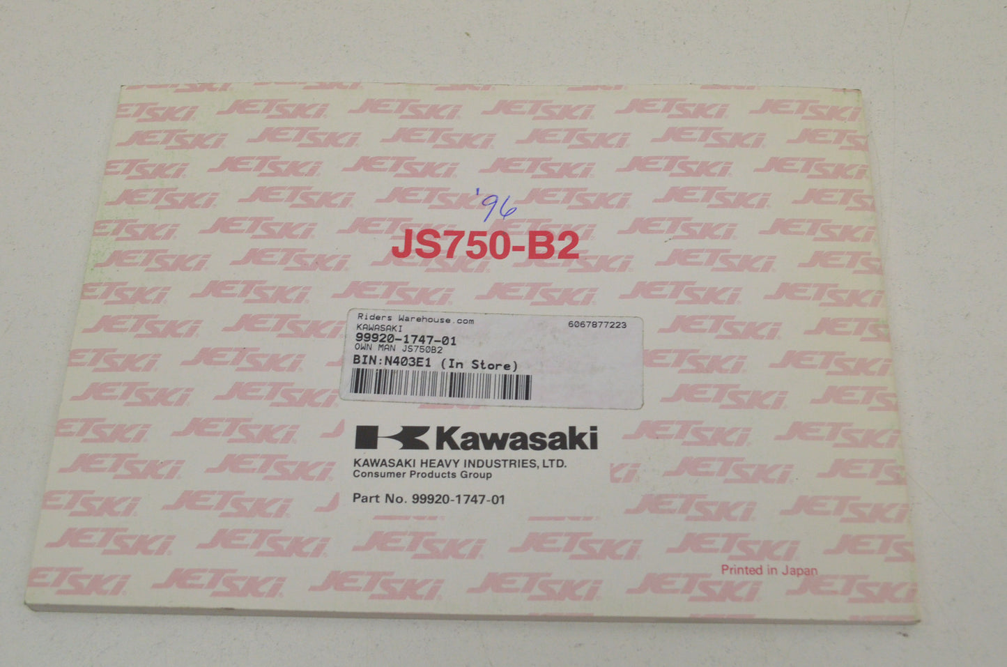 OEM Kawasaki 99920-1747-01 Owner's Manual JS750B2
