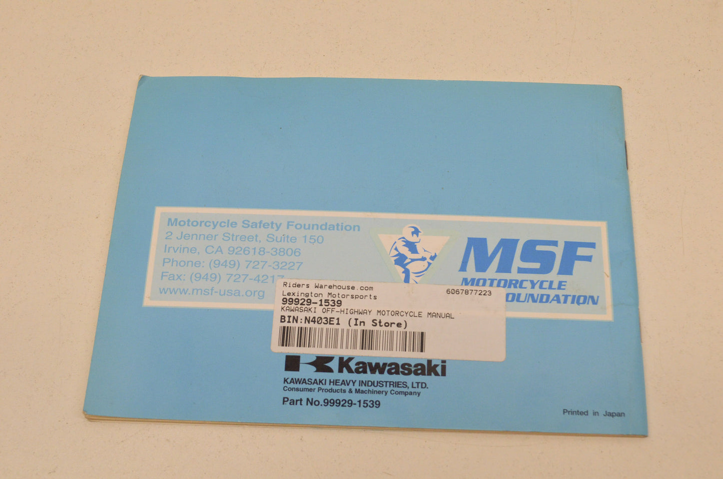OEM Kawasaki 99929-1539 Parents, Youngsters and Off-Highway Motorcycles NOS