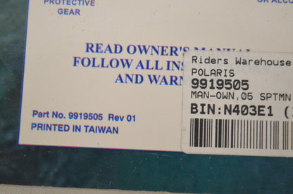 OEM Polaris 9919505 Owner's Manual 05 Sportsman 90 PRED 50/90 NOS