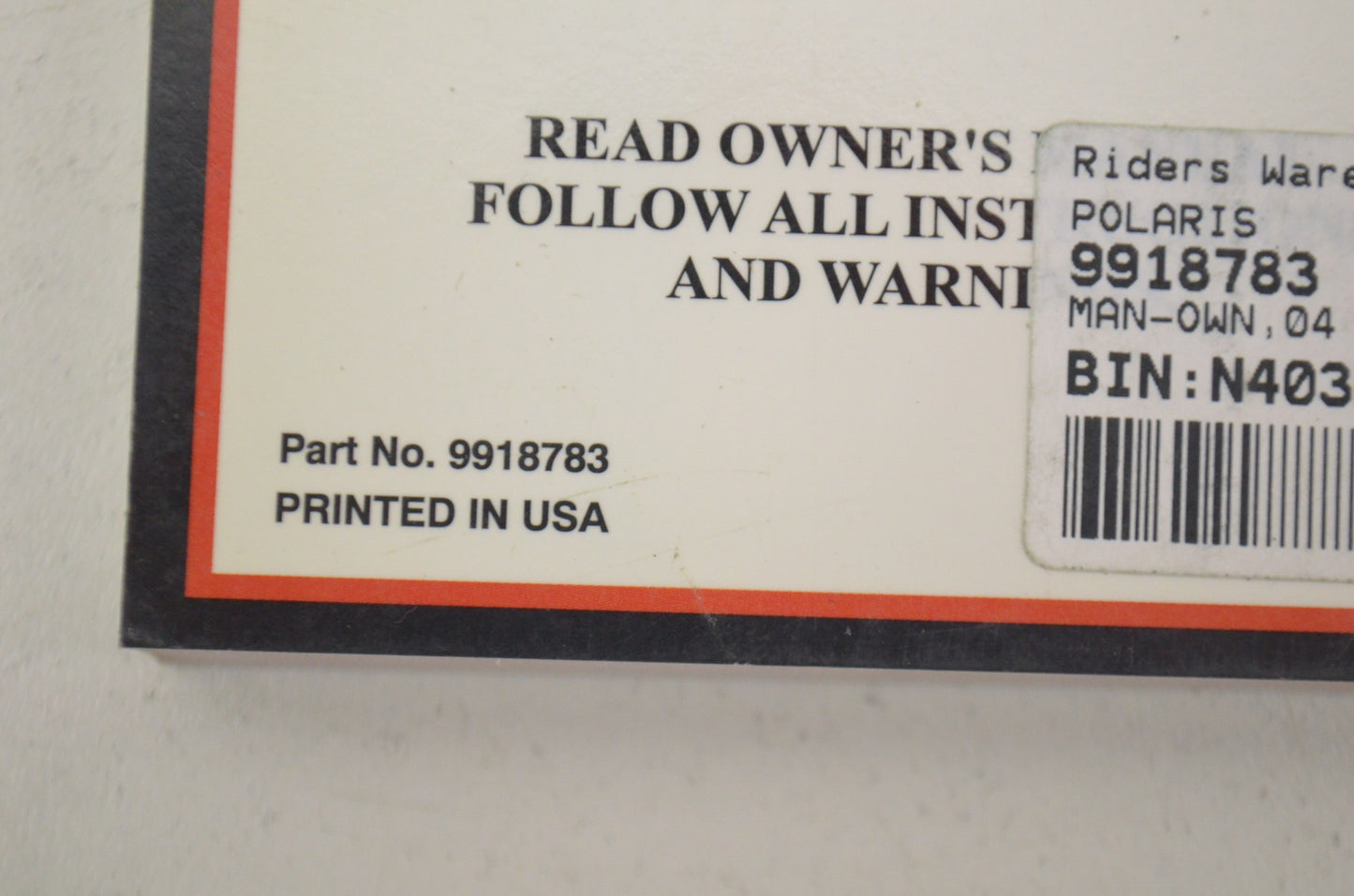 OEM Polaris 9918783 Owner's Manual 04 Predator 500 NOS
