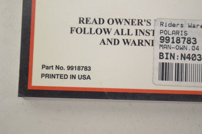 OEM Polaris 9918783 Owner's Manual 04 Predator 500 NOS