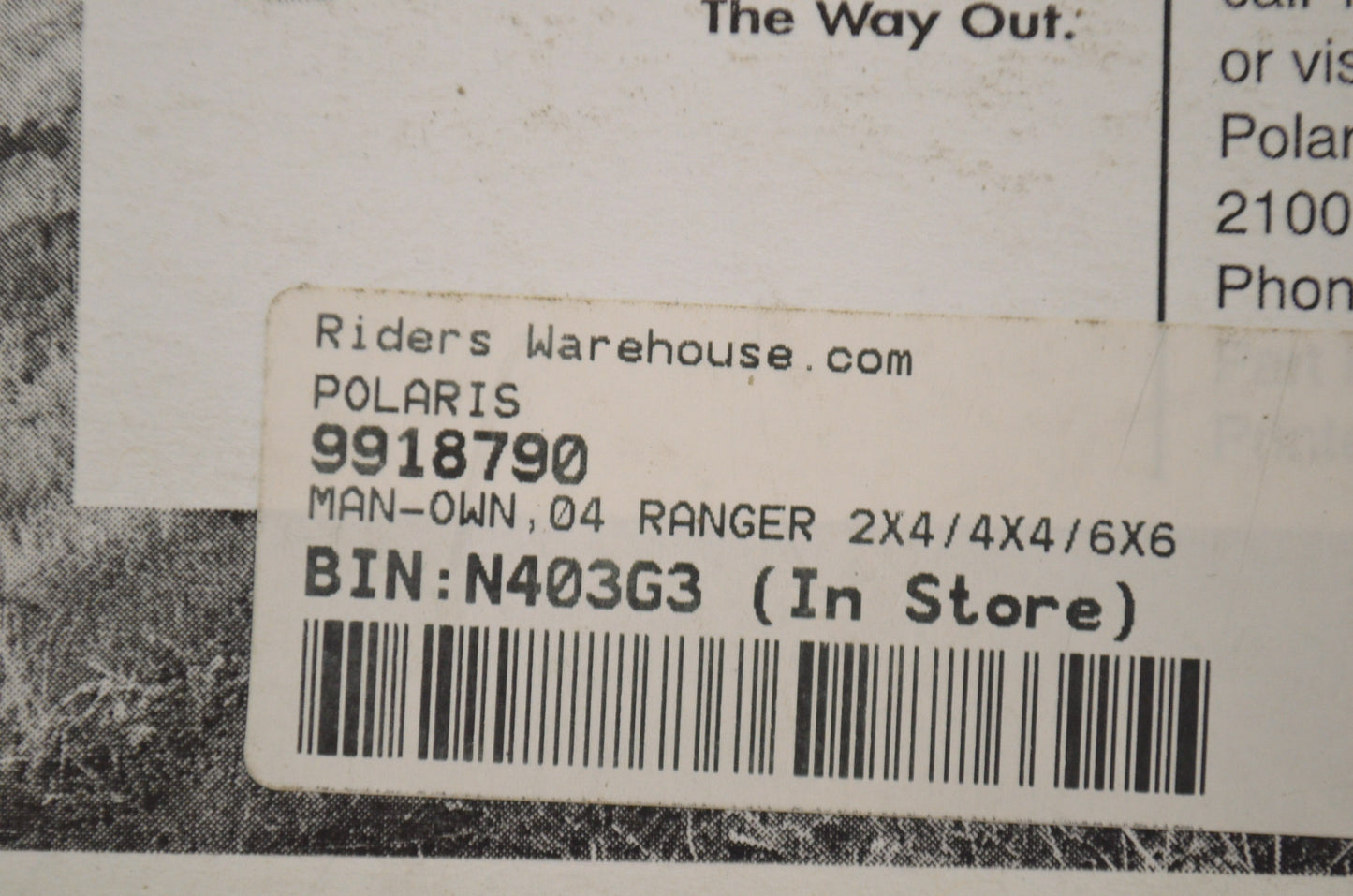 OEM Polaris 9918790 Owner's Manual 04 Ranger 2X4/4X4/6X6 NOS