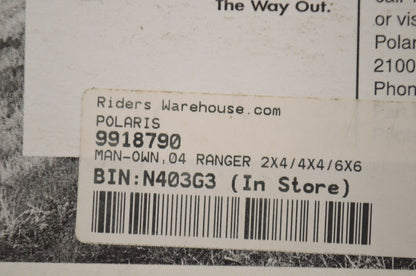 OEM Polaris 9918790 Owner's Manual 04 Ranger 2X4/4X4/6X6 NOS