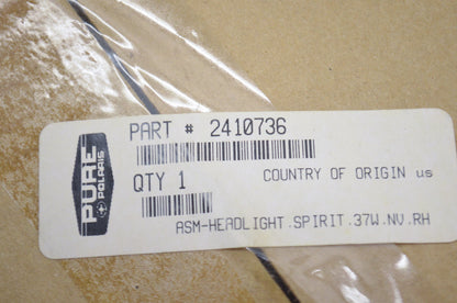 New OEM Polaris ASM Headlight Spirit 37W, NV, RH. NOS