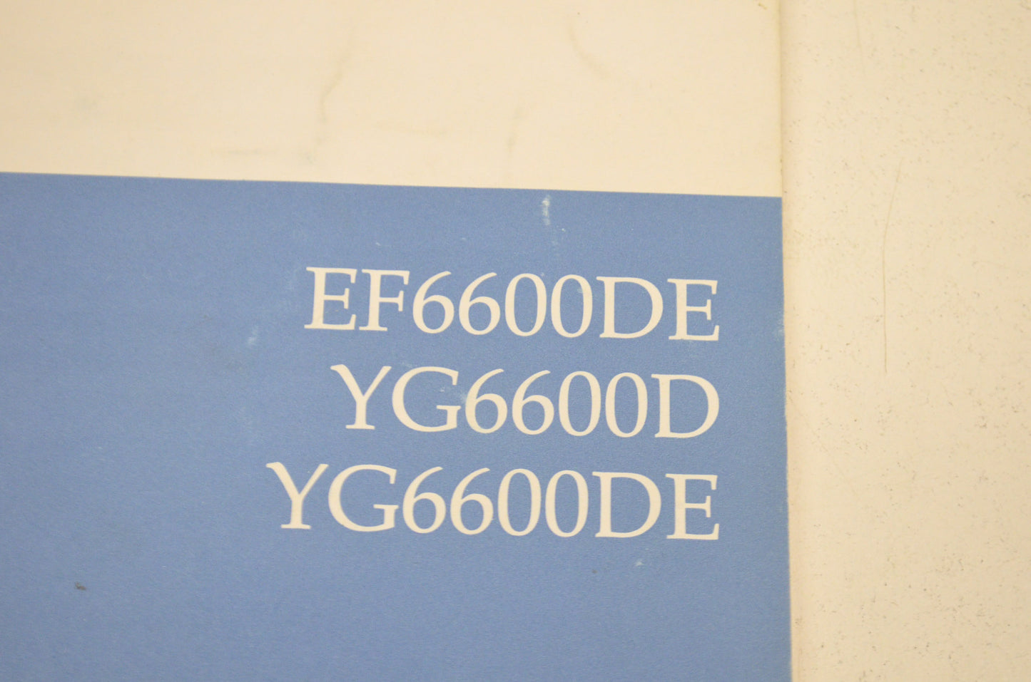 Generator Owner's Manual EF6600DE, YG6600D, YG6600DE NOS