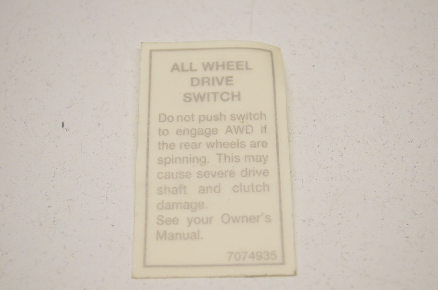 OEM Polaris 7074935 All Wheel Drive Decal NOS