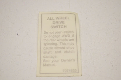 OEM Polaris 7074935 All Wheel Drive Decal NOS