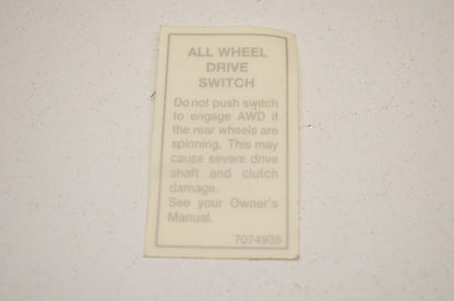 OEM Polaris 7074935 All Wheel Drive Decal NOS